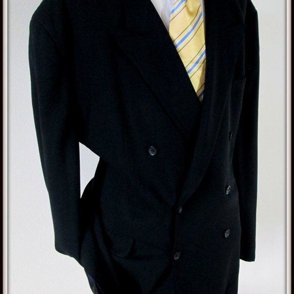 STEFANO ROSSI MADE IN ITALY MEN SUIT JACKET IN BLACK 100% MERINO SUPERFINE S 50L - Picture 1 of 9